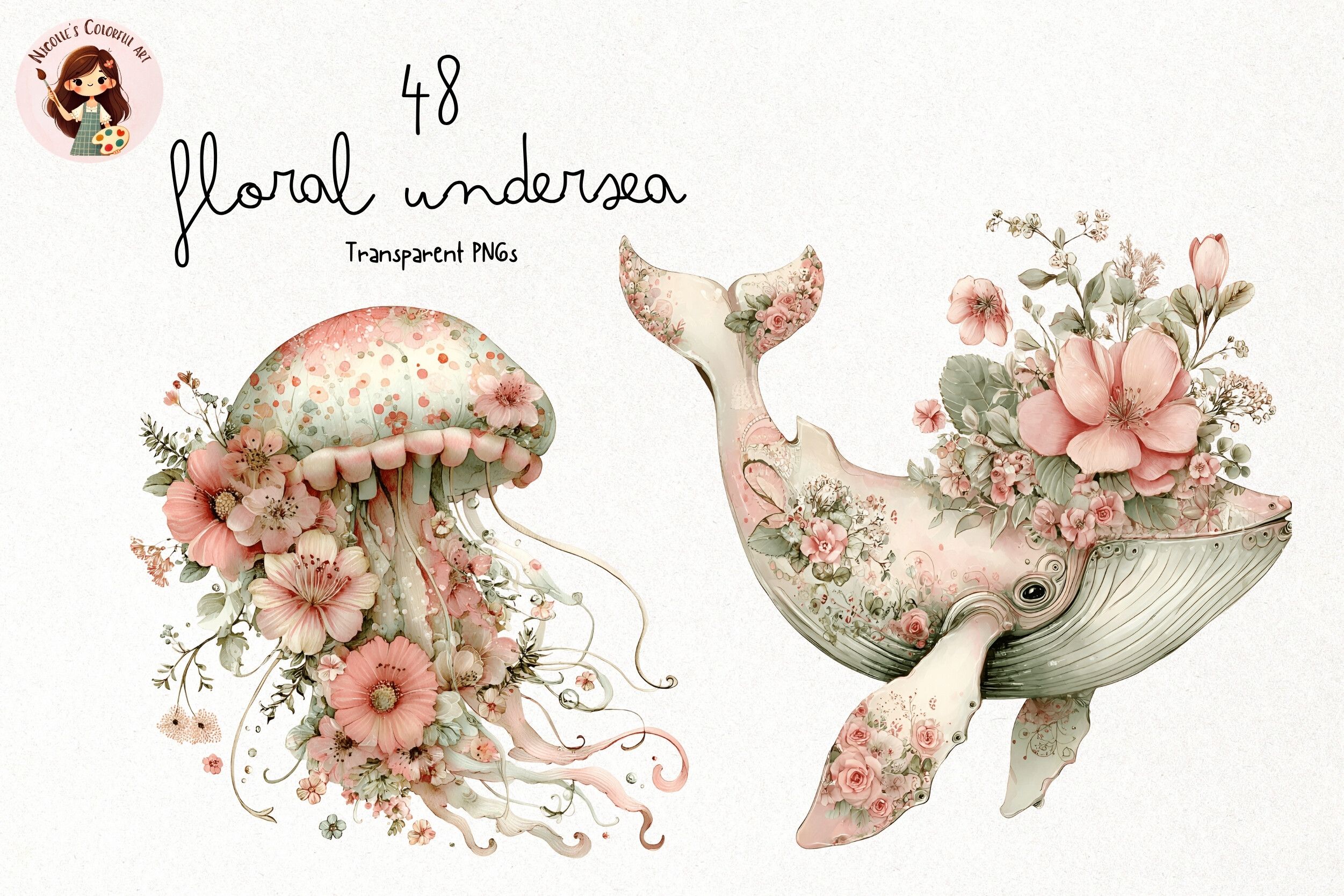 Watercolor Floral Undersea PNG Clipart