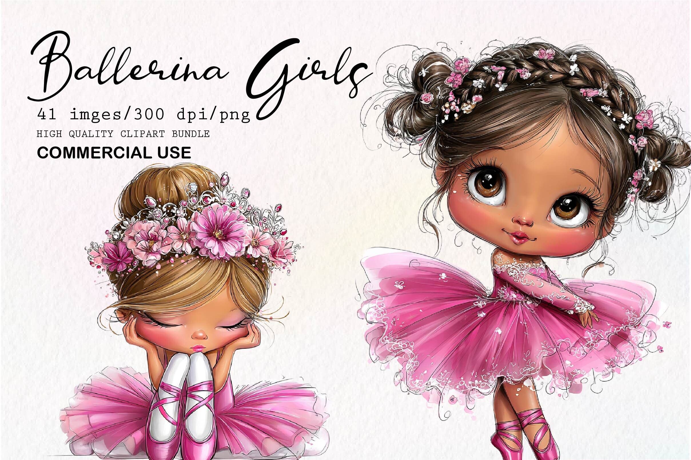 Whimsical Ballerina Girls PNG Clipart