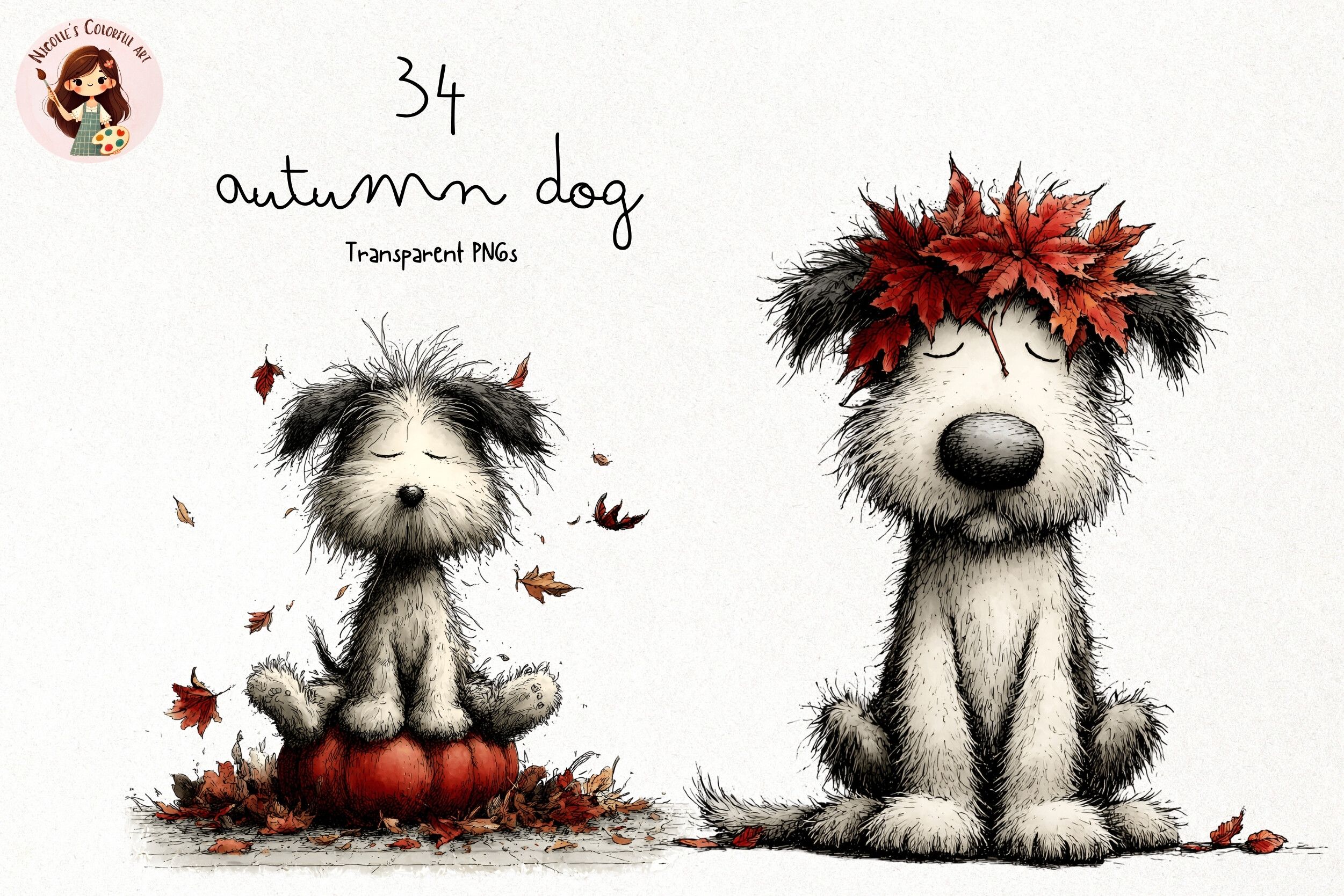 Cute Autumn Harvest Dog PNG Clipart