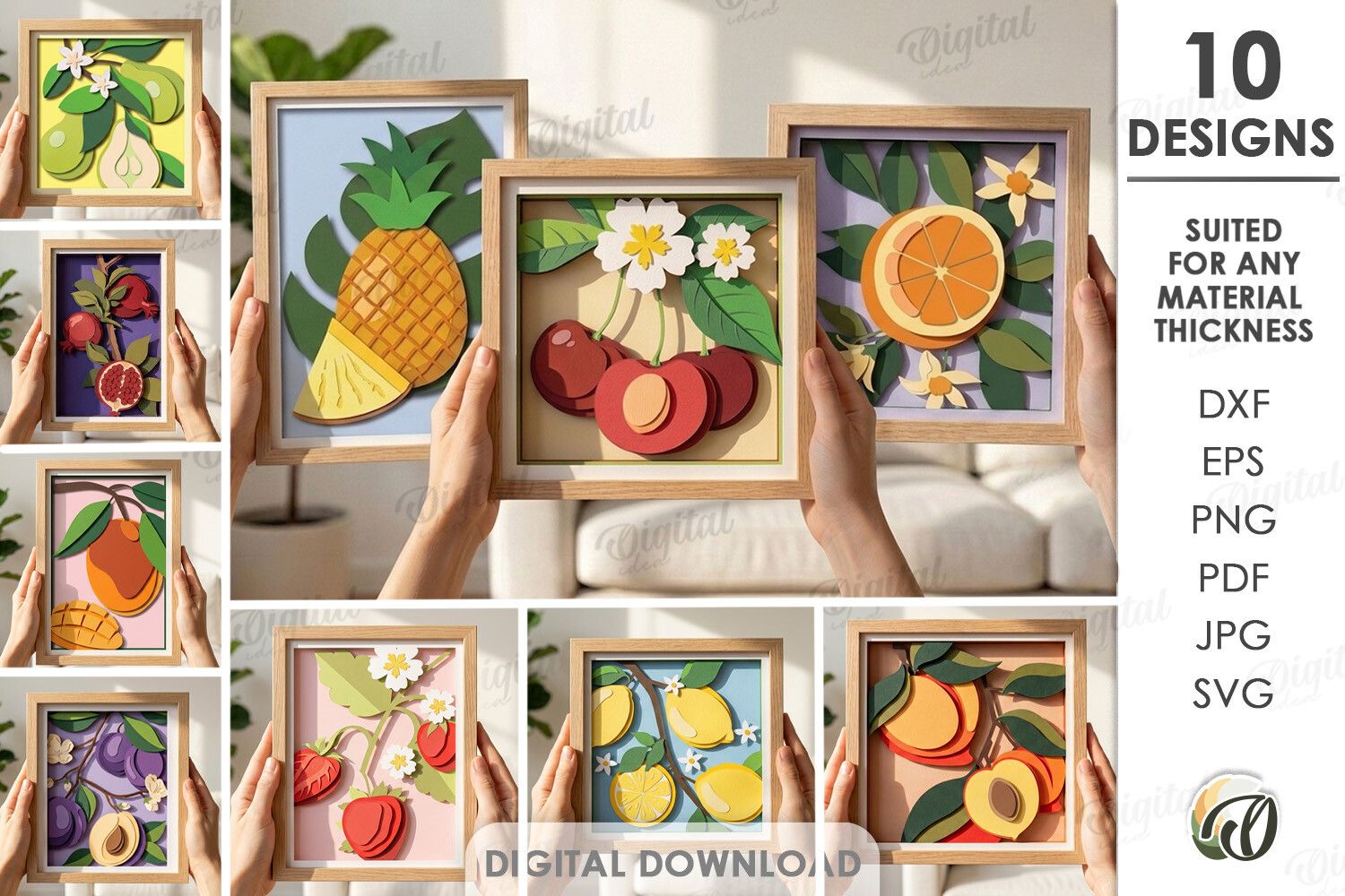 3D Summer Fruit Decors Paper Cut Bundle