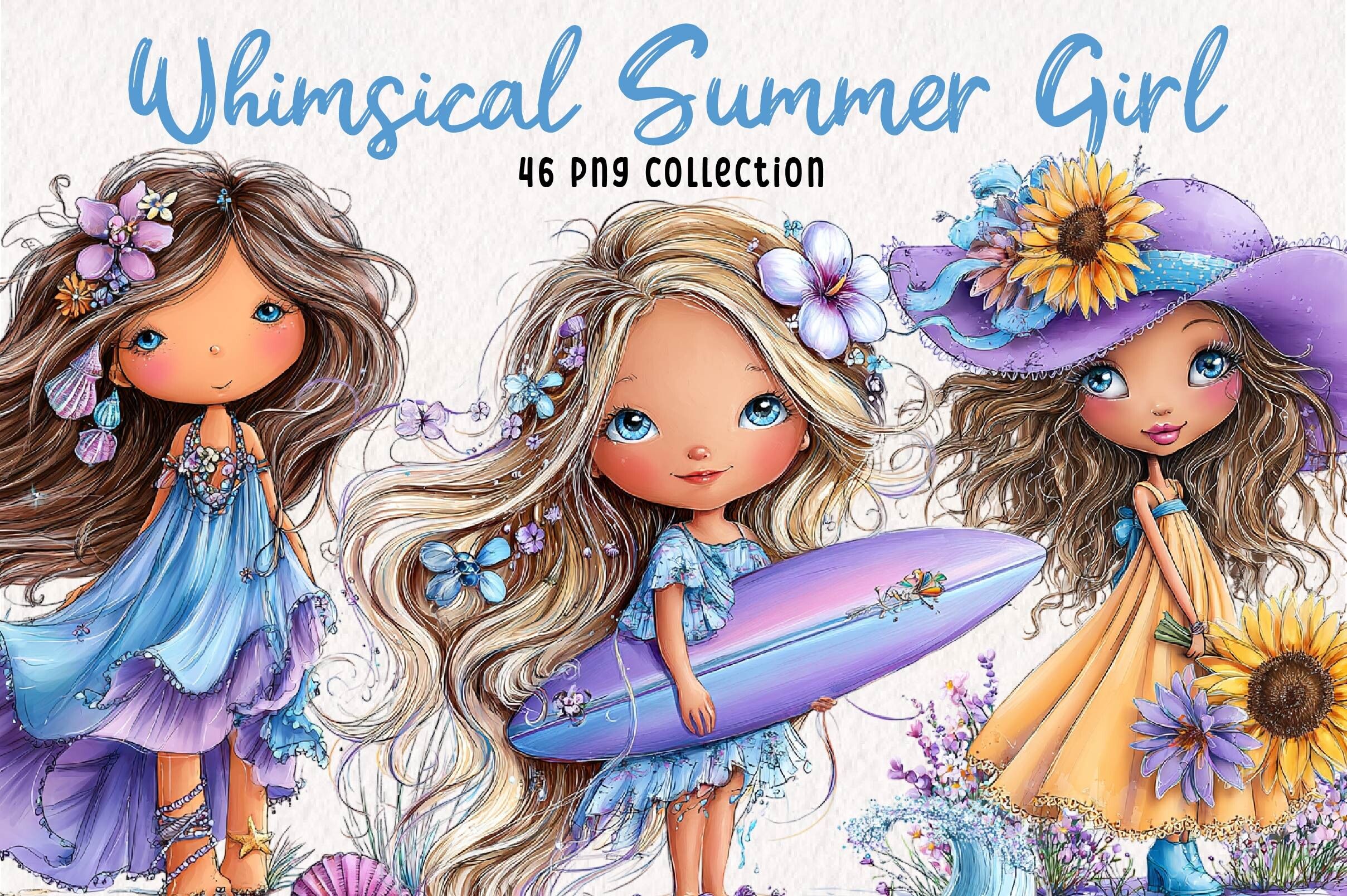 Whimsical Summer Girl Clipart